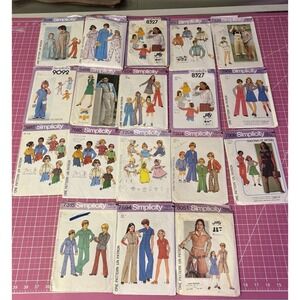 Vintage 70s Simplicity Sewing Patterns Lot (16) Kids & Women – Mixed Styles CUT